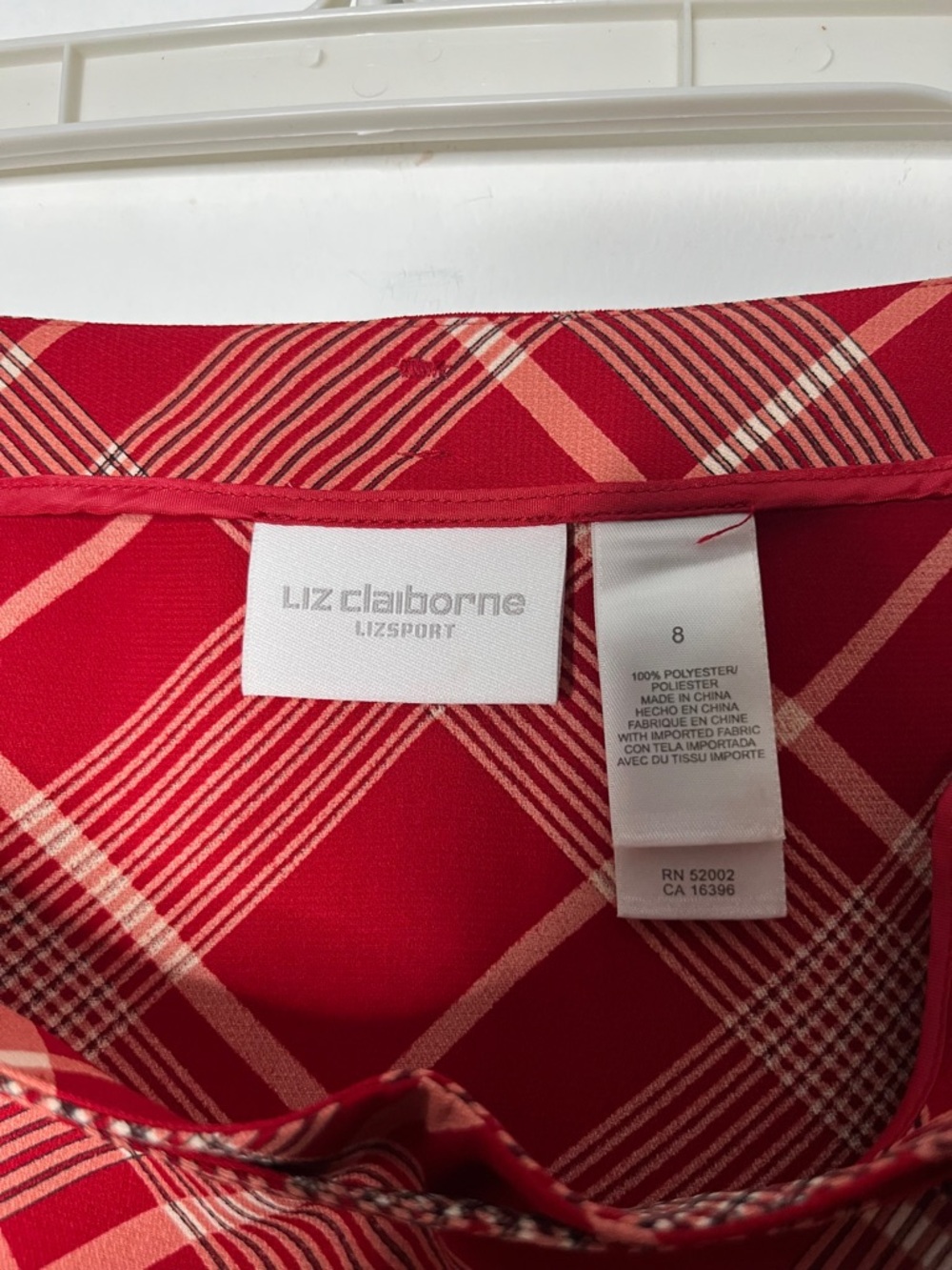Liz Claiborne Red Plaid Maxi Skirt Waist Tie Size 8 Classic - Picture 7 of 8